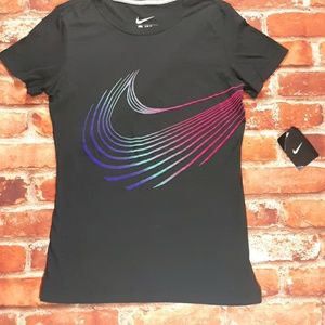 NWT Nike check logo Black slim fit t shirt size S